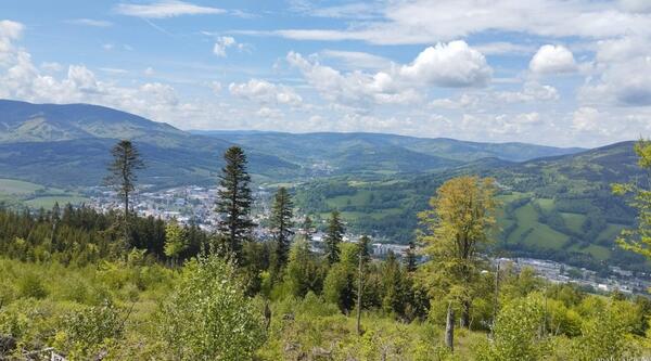 Jeseník a údolím nahoru Lipová